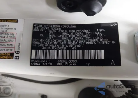 2010 Toyota 4Runner Sr5 V6 from USA, damaged, VIN JTEBU5JR0A5008929